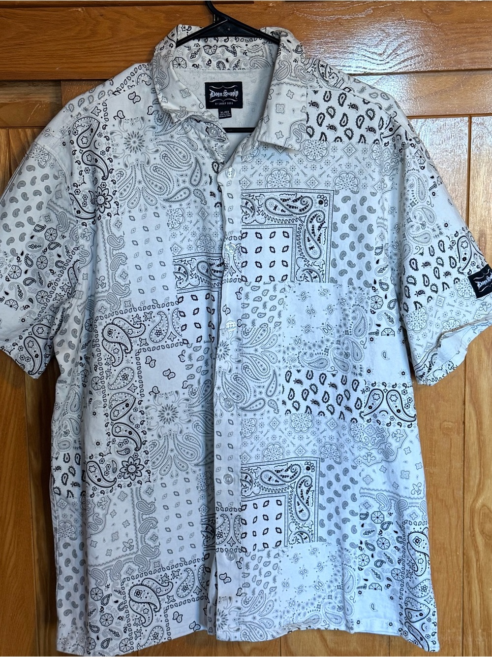 Dogg Supply “Snoop Dog” Men’s Button-up Shirt - black and white paisley